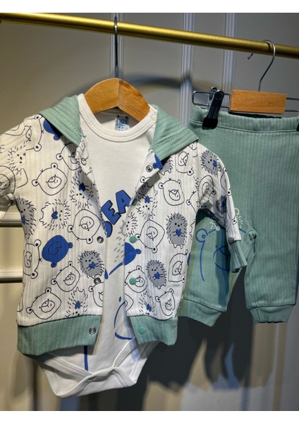 Su Yeşili Bear Ayılı 3 Lü Erkek Alt-Üst Takım