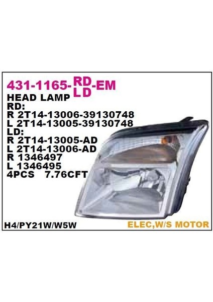 Ford Connect Ön Far Lambası Sol Depo