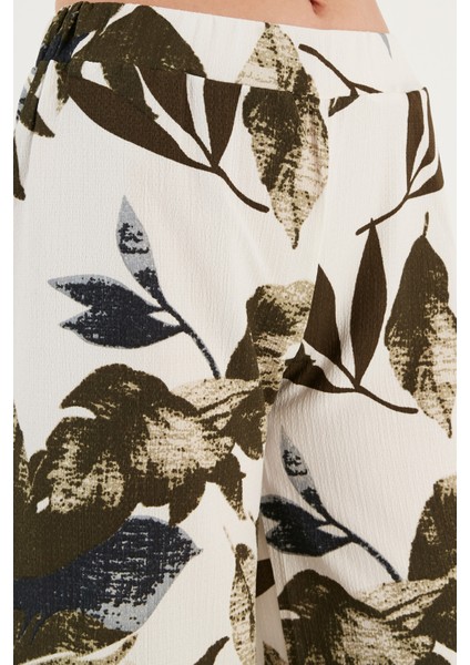 Desenli Beli Lastikli Bol Paça Pantolon Bayan Pantolon 5869018 indirimleri