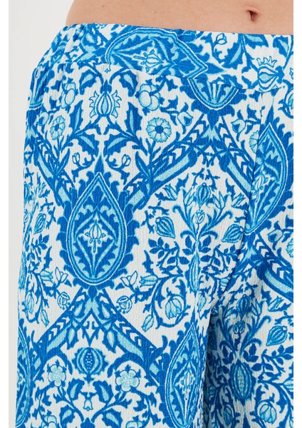 Desenli Beli Lastikli Bol Paça Pantolon Bayan Pantolon 5869018 fırsatları