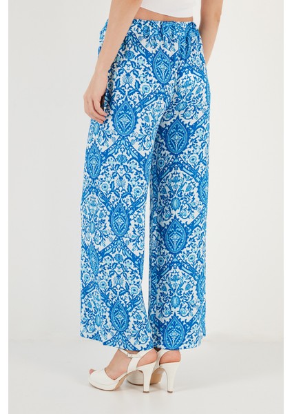 Desenli Beli Lastikli Bol Paça Pantolon Bayan Pantolon 5869018 indirimleri