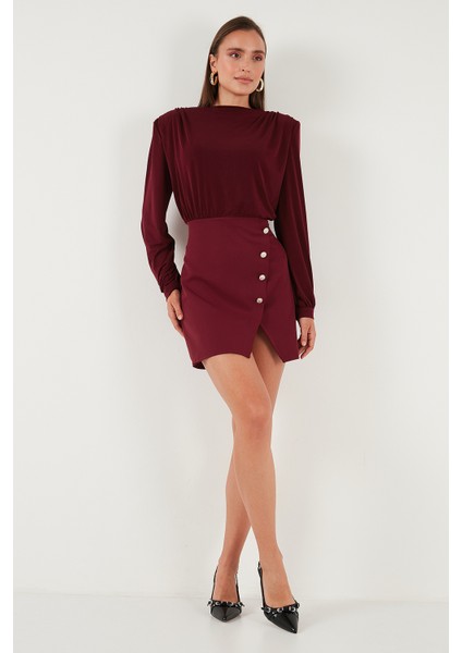 Vatkalı Regular Fit Yırtmaç Detaylı Dik Yaka Mini Boy Elbise Bayan Elbise 611EL751 fırsatları