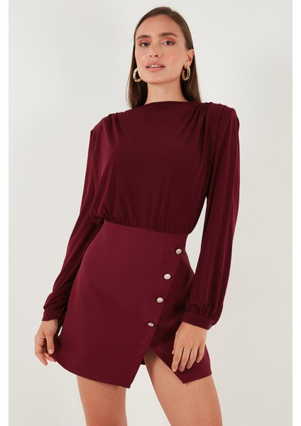 Vatkalı Regular Fit Yırtmaç Detaylı Dik Yaka Mini Boy Elbise Bayan Elbise 611EL751 indirimleri