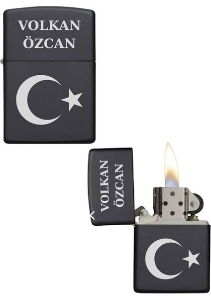 Kişiye Özel Ay Yıldızlı Metal Çakmak