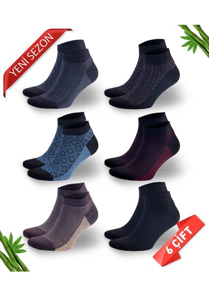 Erkek Desenli Bambo Patik Çorabı 6 Lı 40-44