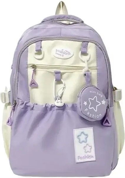 Büyük Kapasiteli Sevimli Kız Backpack High Beauty Yeni Lise ve Orta Mochilas Escolares Okul Öğrencileri Sırt Çantası Renk: Lavanta (Yurt Dışından)