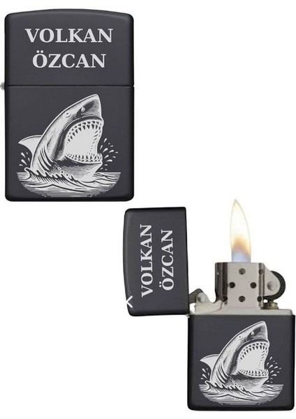 Kişiye Özel Köpek Balıklı Metal Çakmak