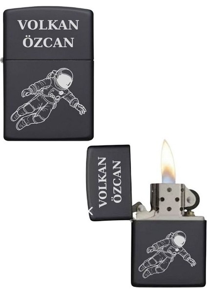 Kişiye Özel Astronot Baskılı Metal Çakmak