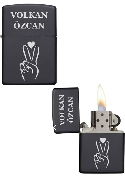 Kişiye Özel Barış Işaretli Metal Çakmak