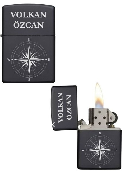 Kişiye Özel Pusula Baskılı Metal Çakmak