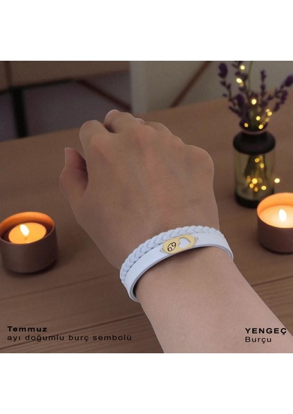 Te mmuz Ayı Doğumlarına Kalp Figürlü 14 Ayar Altın Plakalı Doğal Beyaz Derili Hediye