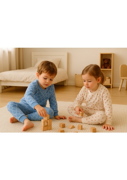 %100 Pamuk Oeko-Tex Sertifikalı Leopard Desenli Kız Çocuk Pijama Takımı (2-8 Yaş) fiyatları