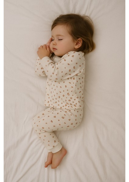 %100 Pamuk Oeko-Tex Sertifikalı Leopard Desenli Kız Çocuk Pijama Takımı (2-8 Yaş) modelleri