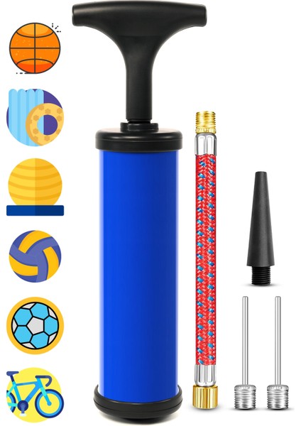 5li Şişirme Pompa Seti Futbol Bisiklet Pilates Topu Şişme Yatak Simit Kolluk Şişirme Pompası 20CM fiyatları