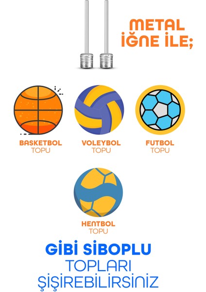 5li Şişirme Pompa Seti Futbol Bisiklet Pilates Topu Şişme Yatak Simit Kolluk Şişirme Pompası 20CM modelleri