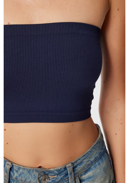 Straplez Fitilli Örme Büstiyer LUB0218 Lacivert fırsatları
