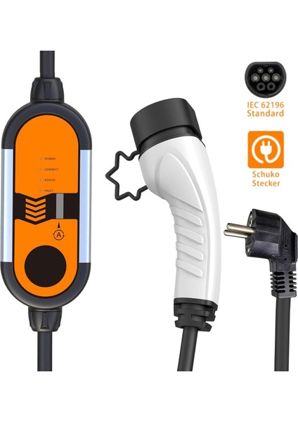 Feyree Ev Ac Mode2 3.5 Kw 16A Taşınabilir Elektrikli Araç Şarj Istasyonu 5m Eu Kablo Araç Şarj Cihaz