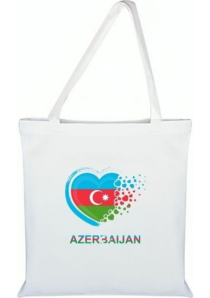 Azerbaycan Baskılı Bez Çanta - Azerbaycan Bayraklı Çanta