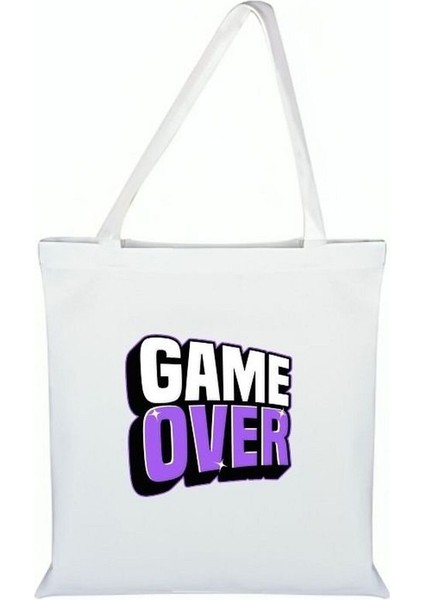 Game Over Baskılı Bez Çanta - Game Overlı Çanta
