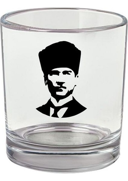 Atatürk Baskılı Viski Bardağı - Atatürklü Bardak
