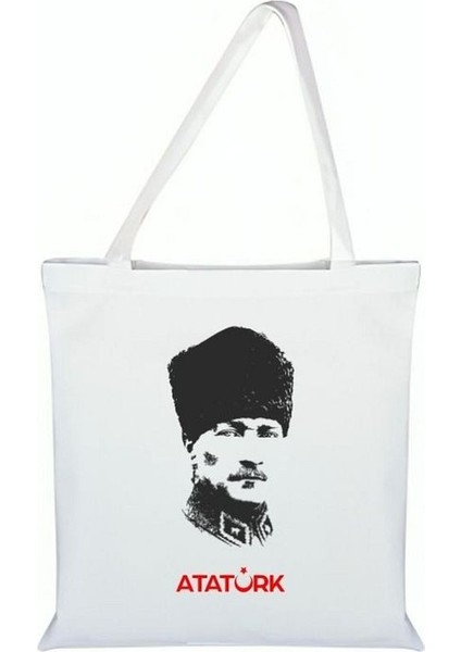Atatürk Model Bez Çanta - Atatürklü Çanta