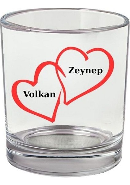 Isime Özel Viski Bardağı - Kalpli Bardak - Kişiye Özel Viski Bardak