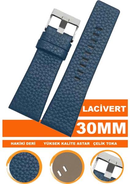 22MM 24MM 26MM 27MM 28MM 29MM 30MM 32MM Diesel Saat Uyumlu Lacivert Renk Deri Saat Kordonu Dzs