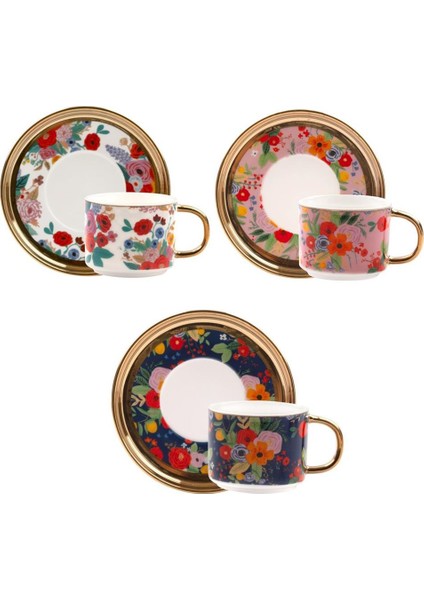 Çiçekli 6 Kişilik Türk Kahvesi Fincanı