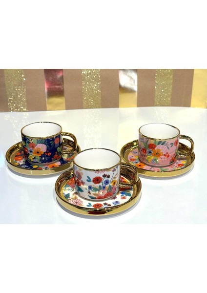 Çiçekli 6 Kişilik Türk Kahvesi Fincanı fiyatları