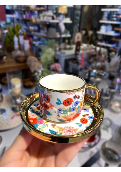 Çiçekli 6 Kişilik Türk Kahvesi Fincanı modelleri