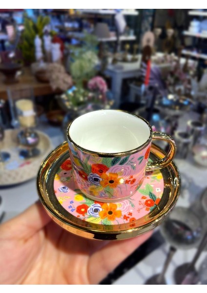 Çiçekli 6 Kişilik Türk Kahvesi Fincanı indirimleri