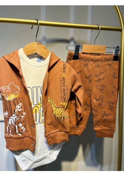 Dinazor Kahverengi 3 Lü Fitilli Erkek Alt-Üst Takım