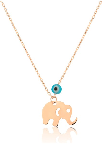 Nazar Boncuklu Fil Kolye Rose