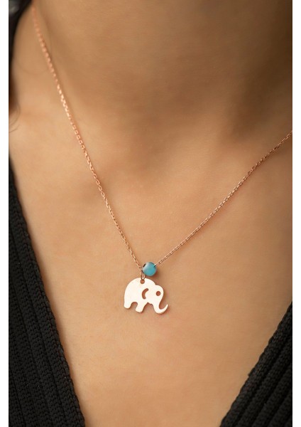 Nazar Boncuklu Fil Kolye Rose modelleri