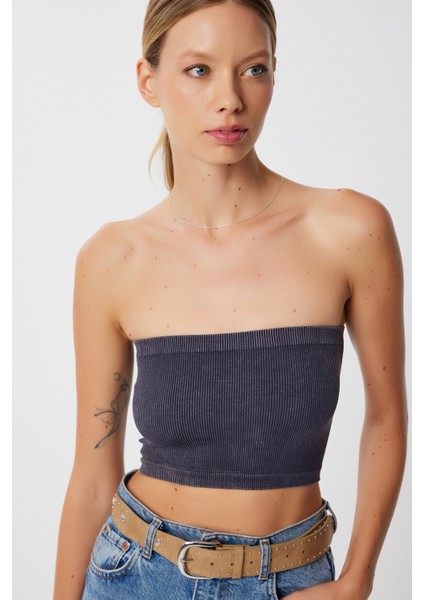 Straplez Fitilli Örme 2'li Paket Büstiyer LUB0211 Taş Antrasit fiyatları