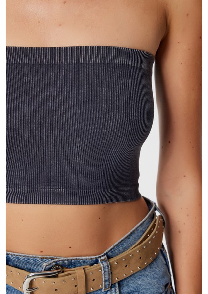 Straplez Fitilli Örme 2'li Paket Büstiyer LUB0211 Taş Antrasit fırsatları