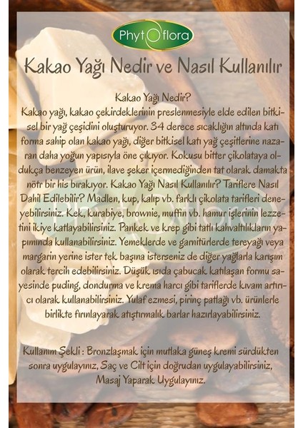 Katı Soğuk Sıkım Kakao Yağı 160ML modelleri