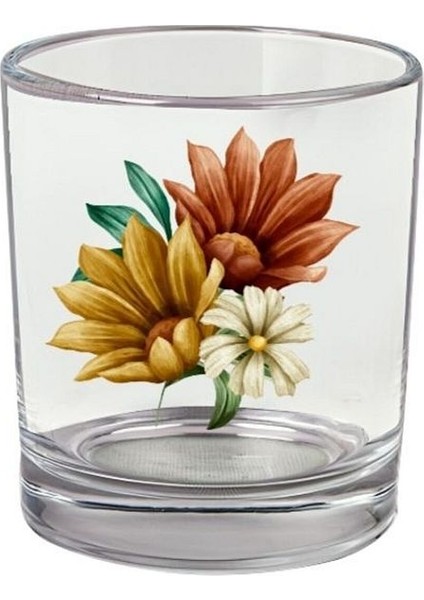 Çiçek Baskılı Viski Bardağı - Çiçekli Bardak