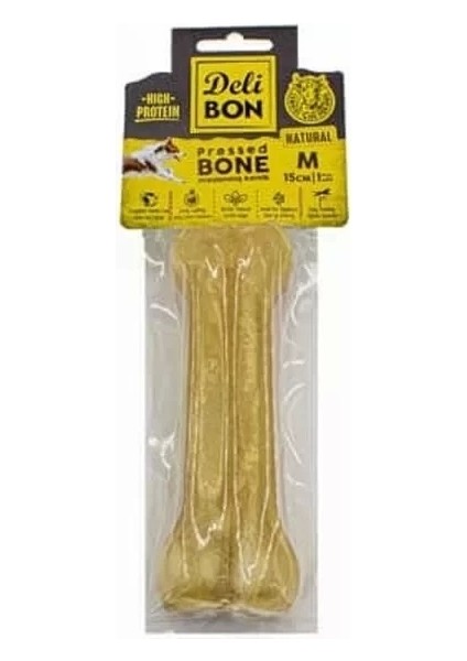 Delibon Deri Press Köpek Kemik Ödülü Medium Naturel 15 cm 1 Adet