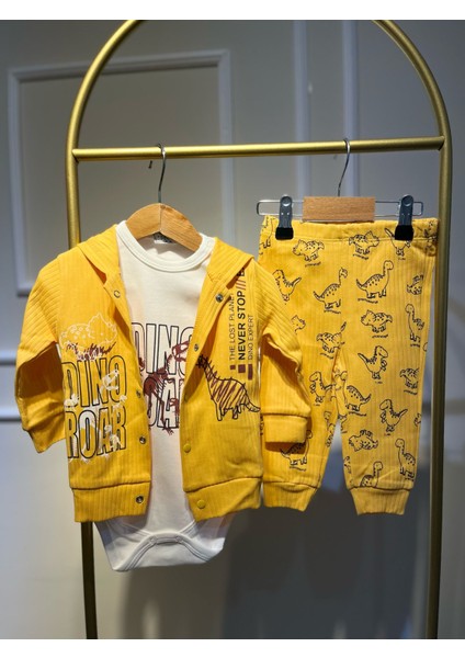 Dinazor Sarı 3 Lü Fitilli Erkek Alt-Üst Takım