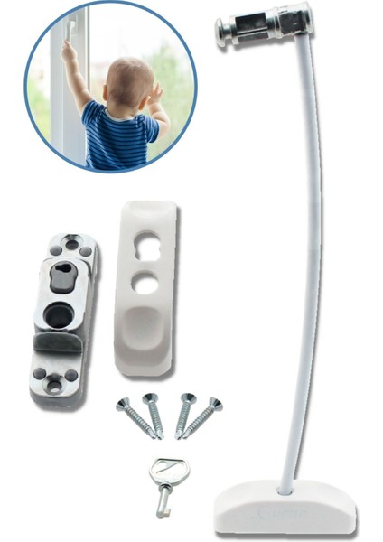 Beyaz Pencere Kilidi Halatlı Çocuk Güvenlik Emniyet Hırsız Pimapen Pvc Kapı Bebek Pimapen Kilidi