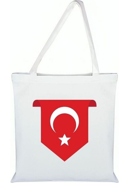 Türk Bayrağı Basılı Bez Çanta - Türk Bayraklı Çanta