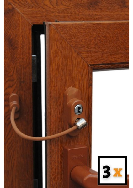 Pencere Kilidi 3 Adet Açık Kahve Kapı ve Pencere Emniyet Aparatı Güvenlik Ürünü Kilit