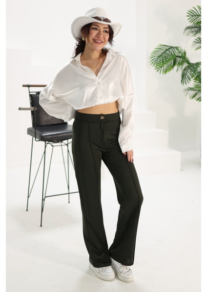 Şerit Detaylı Spor Pantolon Haki - 27084
