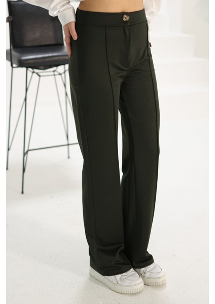 Şerit Detaylı Spor Pantolon Haki - 27084 modelleri