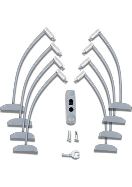 Gri Pencere Kilidi 8 Adet Halatlı Çocuk Güvenlik Emniyet Hırsız Pimapen Pvc Kapı Bebek Kilidi