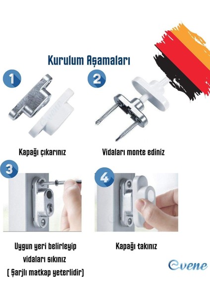 Gri Pencere Kilidi 8 Adet Halatlı Çocuk Güvenlik Emniyet Hırsız Pimapen Pvc Kapı Bebek Kilidi