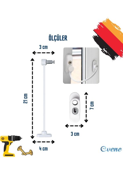 Açık Kahve Pencere Kilidi 5 Adet Halatlı Çocuk Güvenlik Emniyet Hırsız Pimapen Pvc Kapı Bebek Kilit