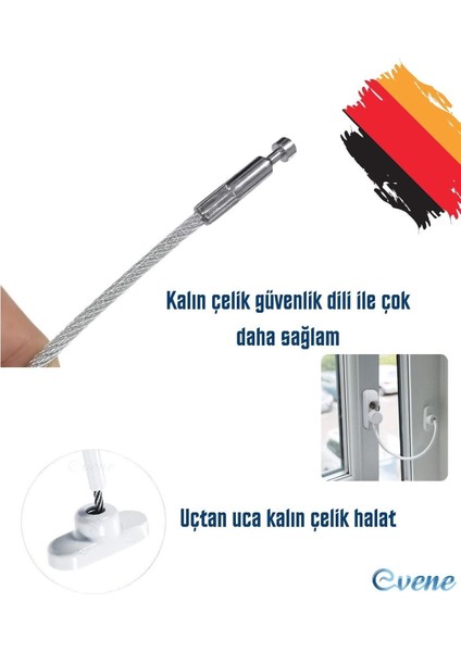 Açık Kahve Pencere Kilidi 5 Adet Halatlı Çocuk Güvenlik Emniyet Hırsız Pimapen Pvc Kapı Bebek Kilit
