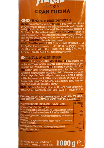 Bitkisel Krema Gran Cucina 1 Lt modelleri